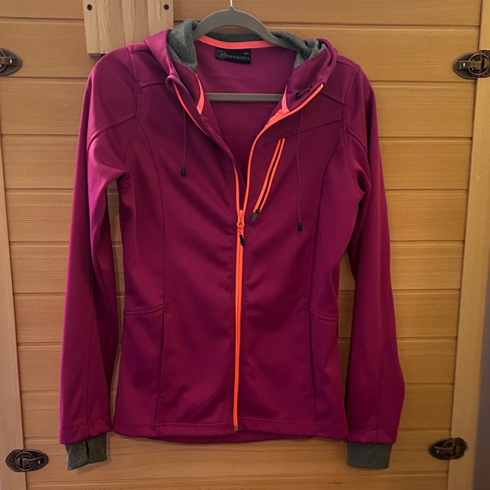 Mondetta Women's Hooded Utility Jacket - Magenta with Orange Trim